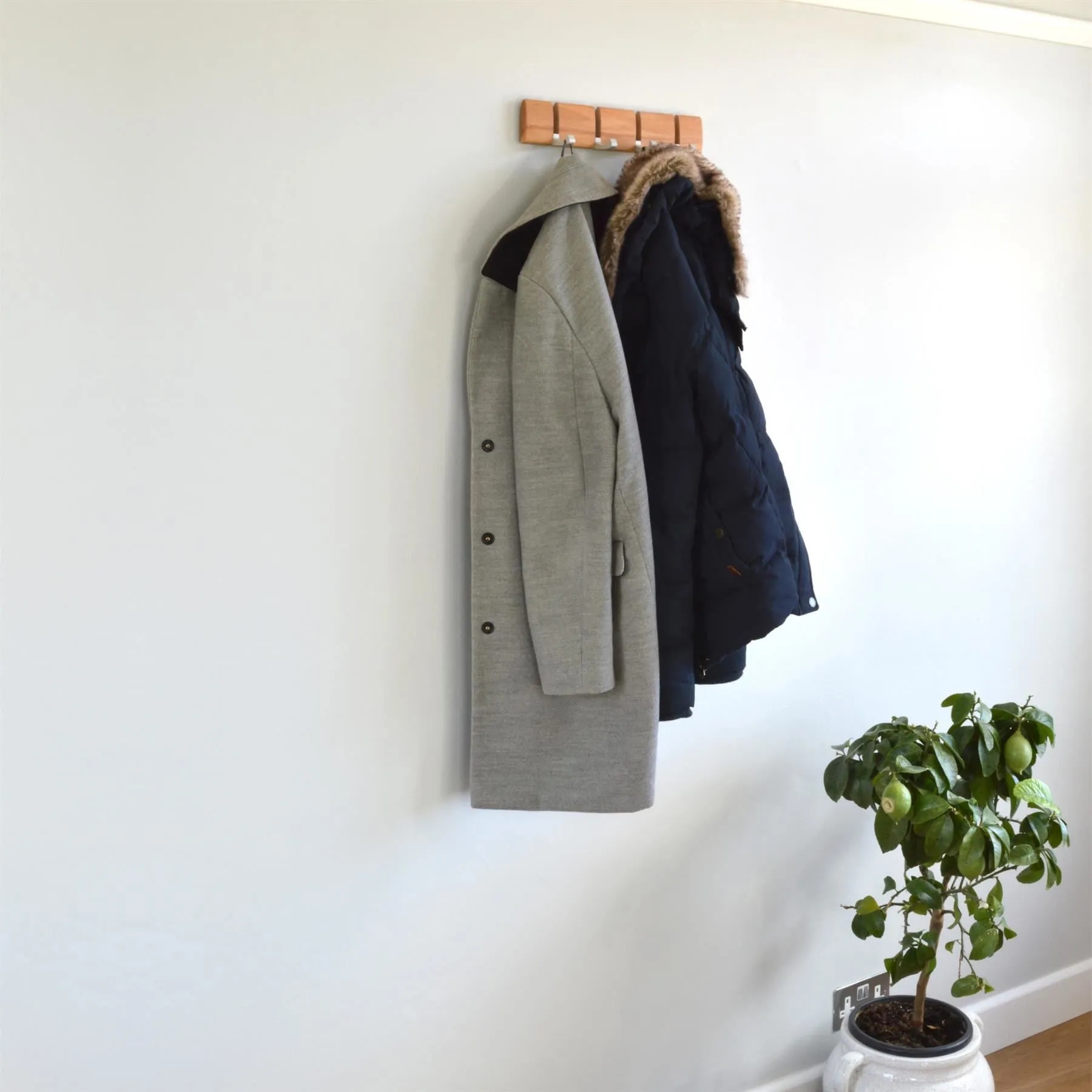 4 Hook Wooden Wall-Mounted Coat Rack - By Harbour Housewares