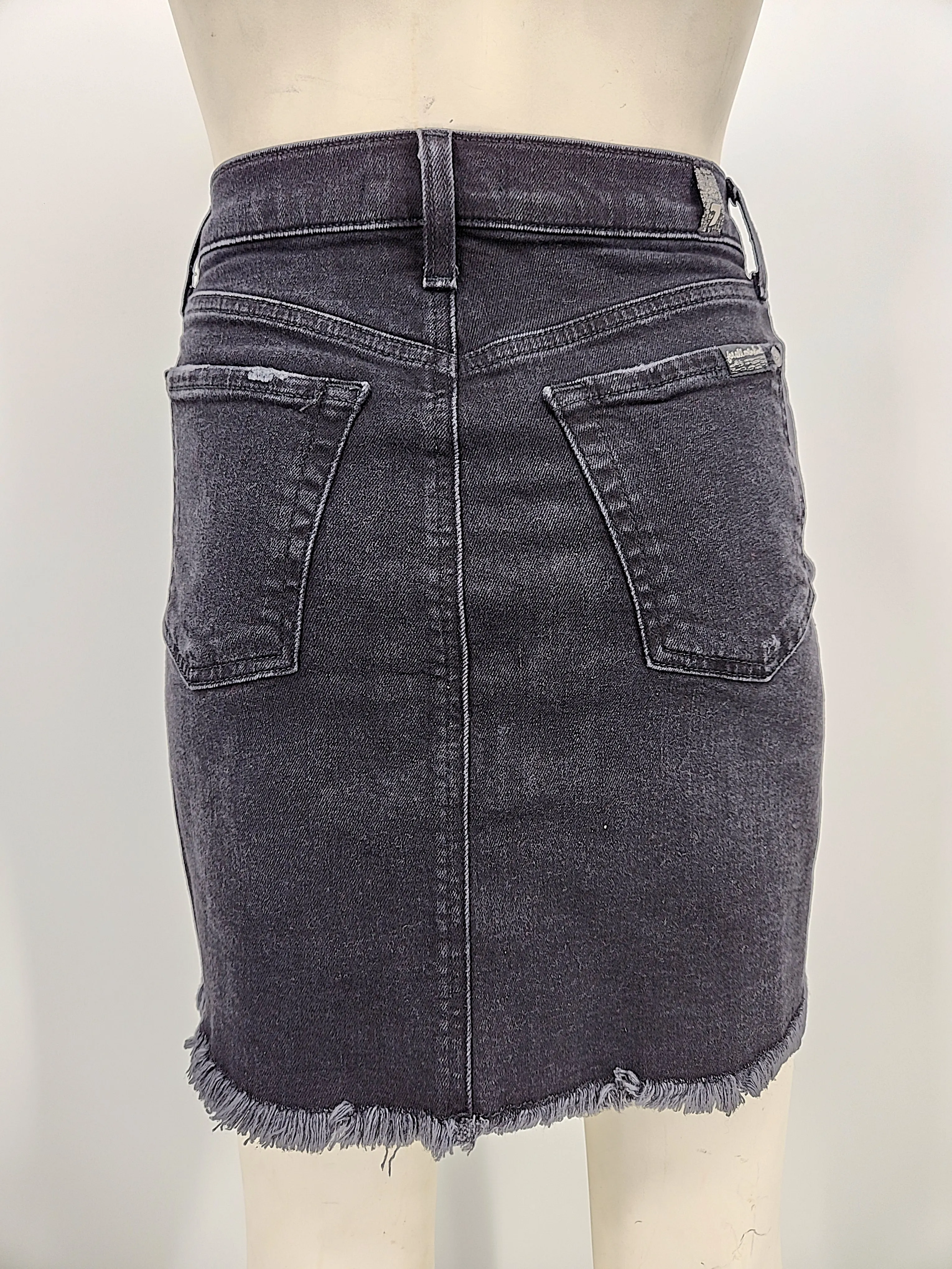 7 for All Mankind High Waist Frayed Denim Skirt, Size 26