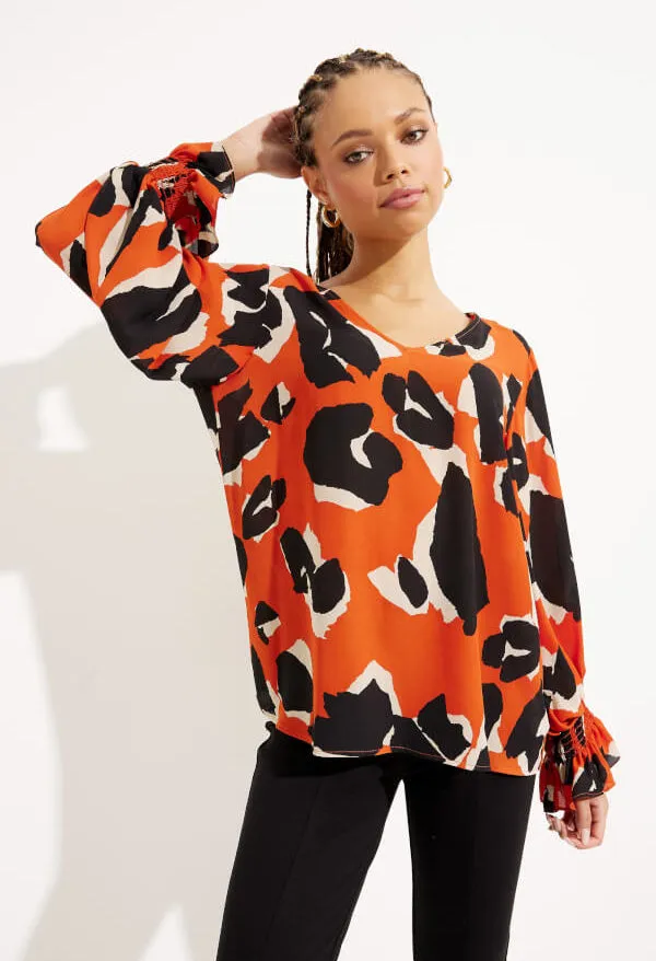 Animal Print Puff Sleeve Top