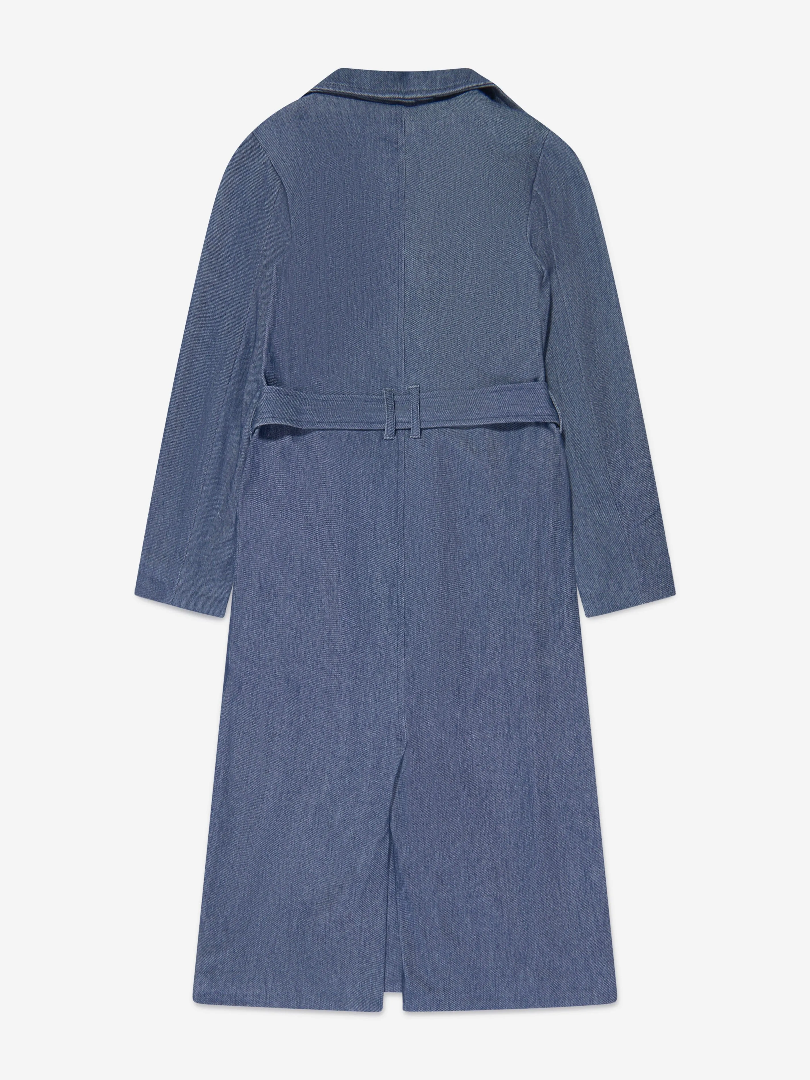 AY by AYLA Girls Denim Look Belted Trench Coat in Blue