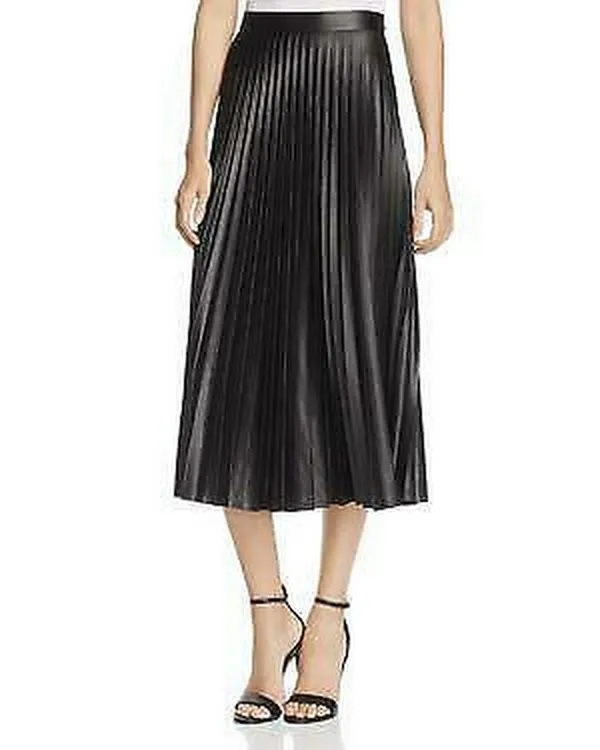 Bardot Womens Rada Shimmer Mid-Calf Pleated Skirt, Size Medium