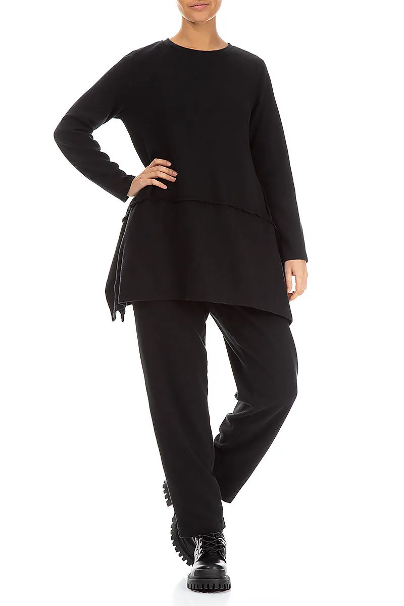 Black Rib Cotton Wool Tunic