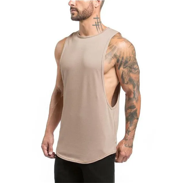 Brand Gyms Stringer Clothing Bodybuilding Tank Top Men Fitness Singlet Sleeveless Shirt Solid Cotton Muscle Vest Undershirt