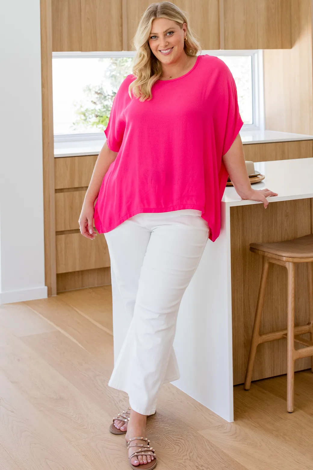 Brodie Drape Top Hot Pink