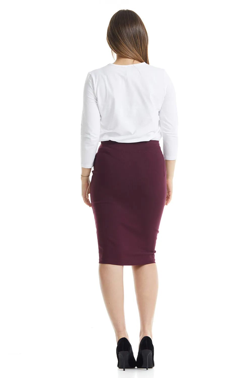 Burgundy Office Pencil Skirt for Women 'Houston'