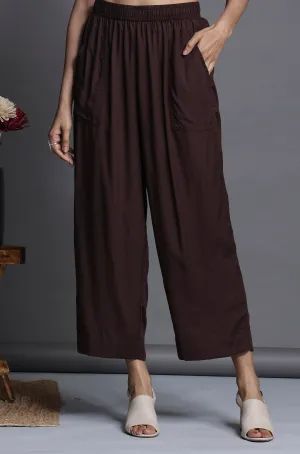 comfort fit modal pants - earthy brown