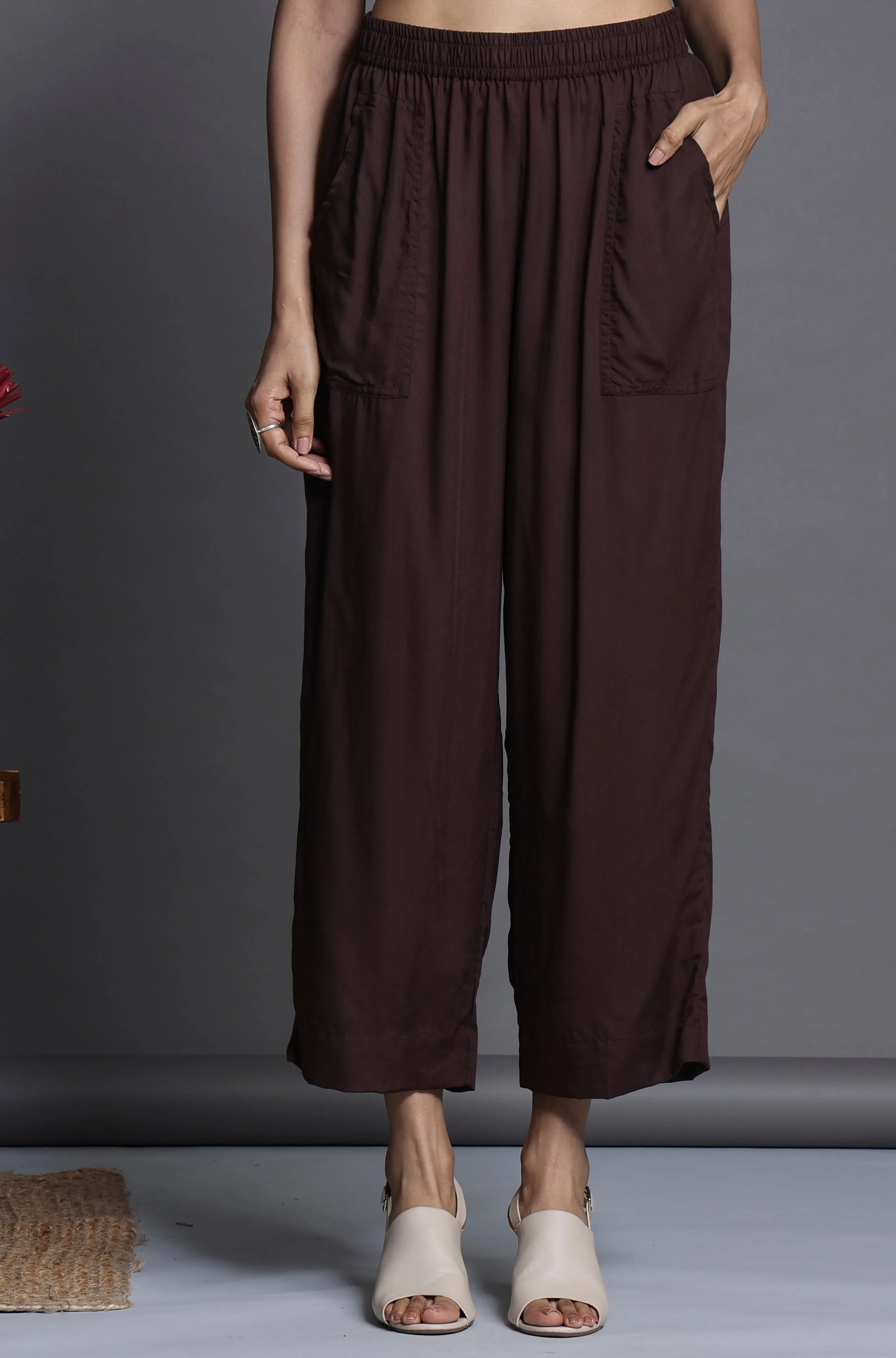 comfort fit modal pants - earthy brown