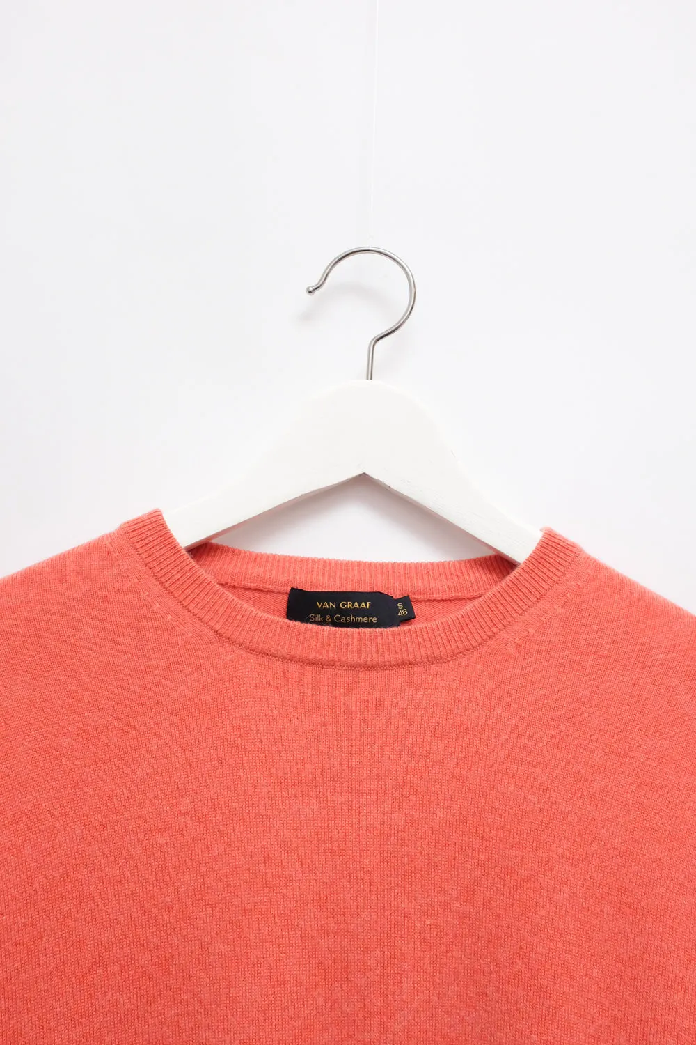 CORAL ORANGE CASHMERE SILK SWEATER