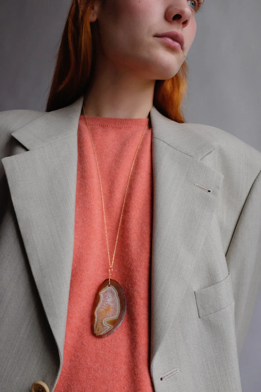 CORAL ORANGE CASHMERE SILK SWEATER