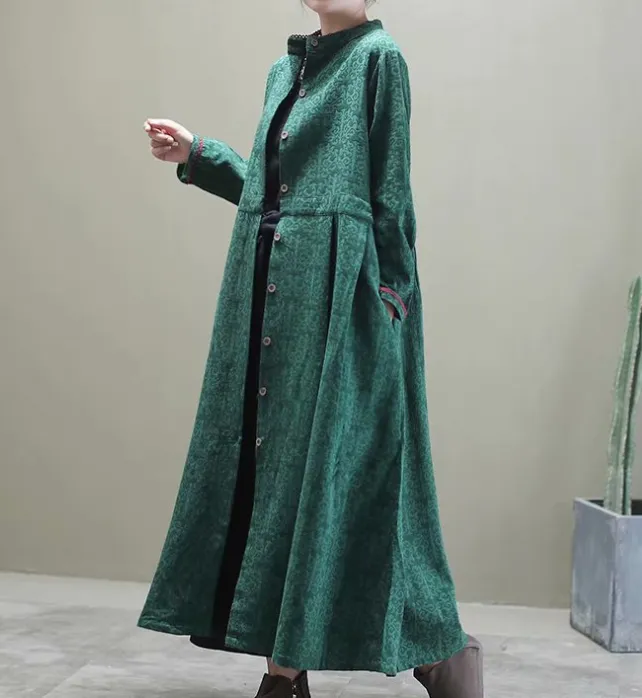 Cotton Linen Buttons Dresses Loose Winter Autumn Dresses Casual Women Dresses ZRL97213