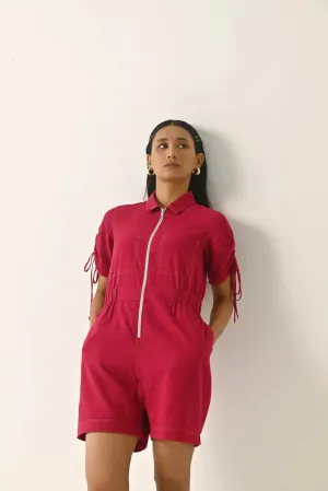 Cotton Relaxed fit Fushia Ladies Romper