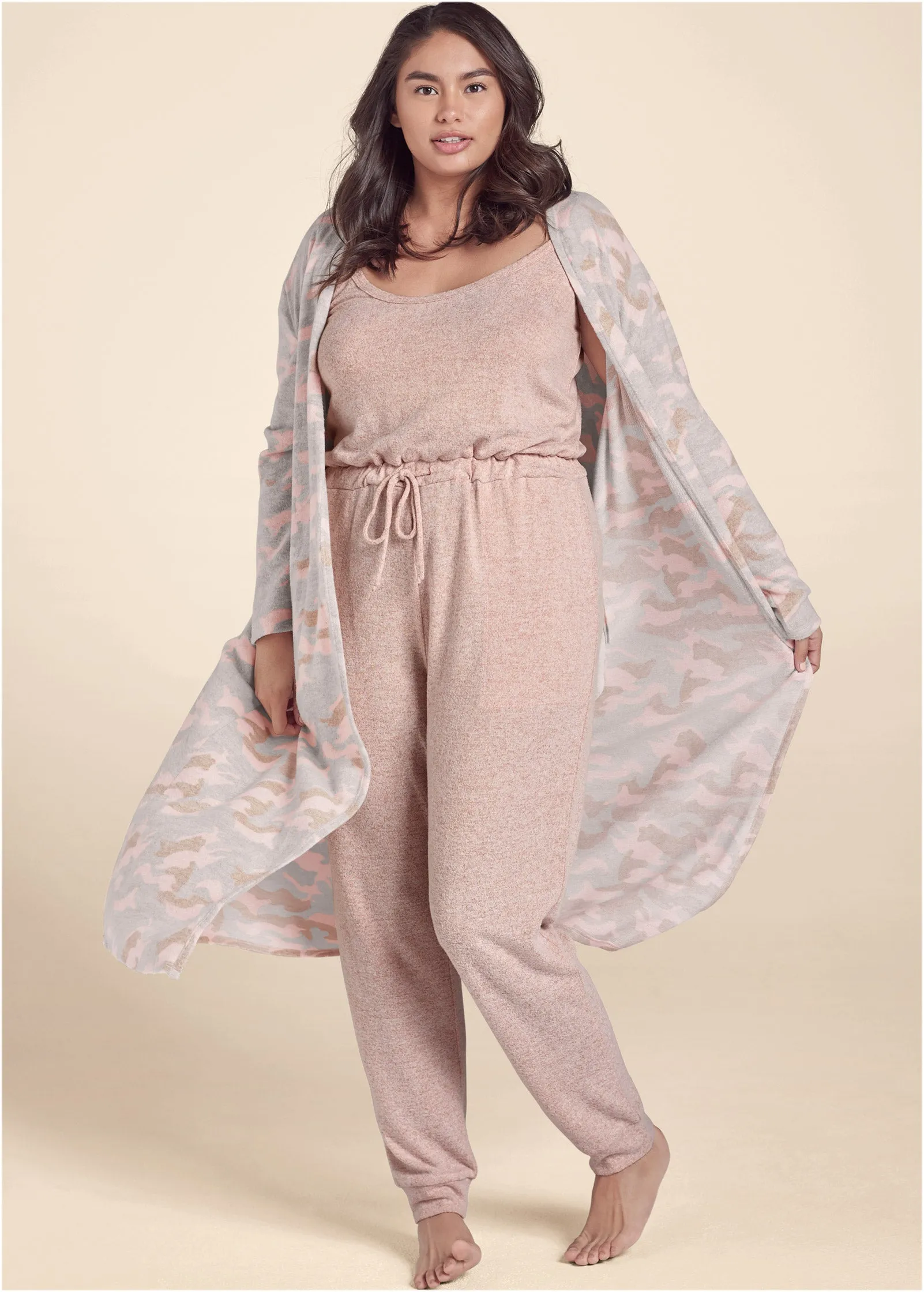 Cozy Hacci Duster - Pink Multi