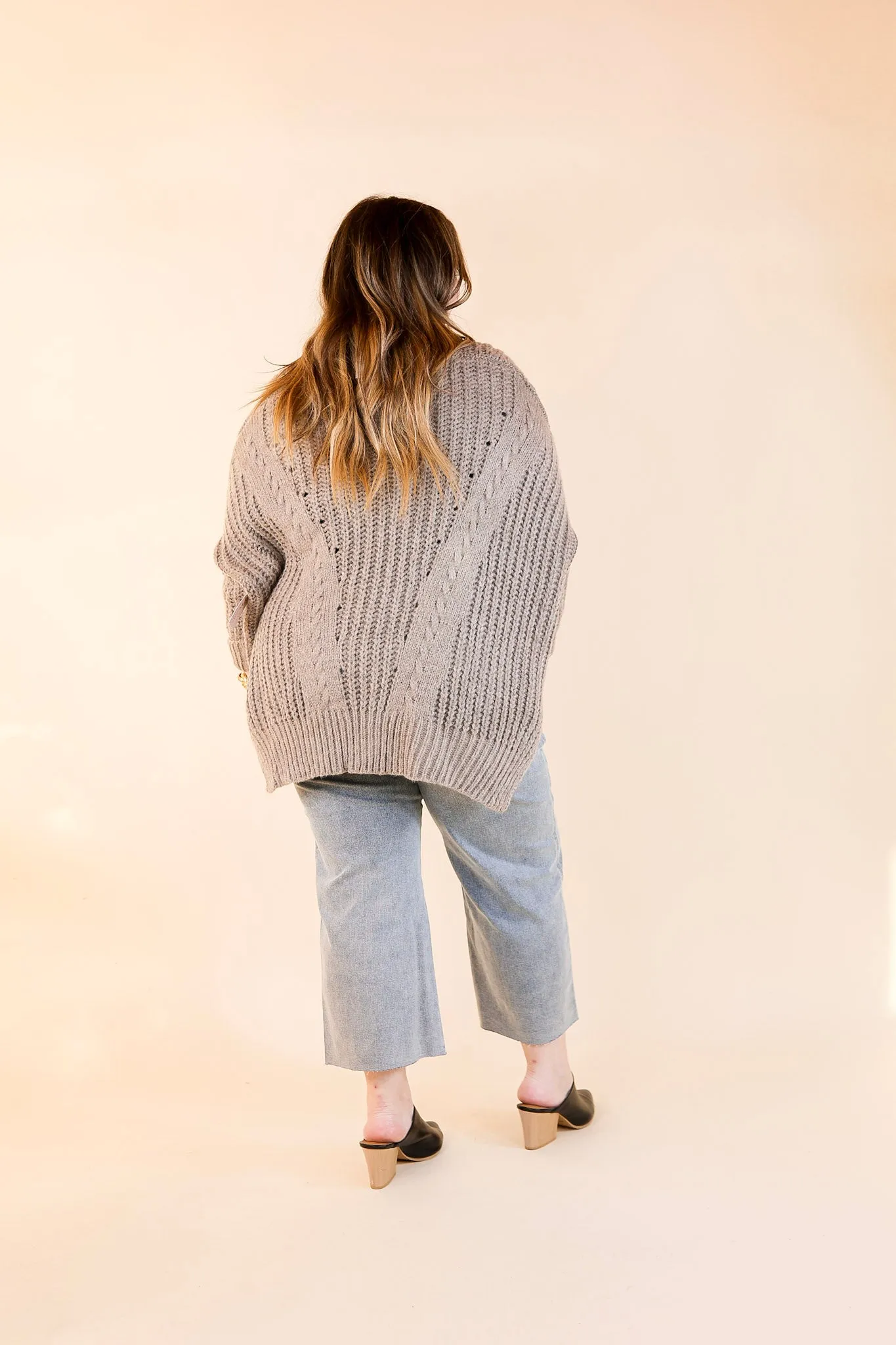 Crisp Morning Air Oversized Dolman 3/4 Sleeve Sweater in Stone Grey