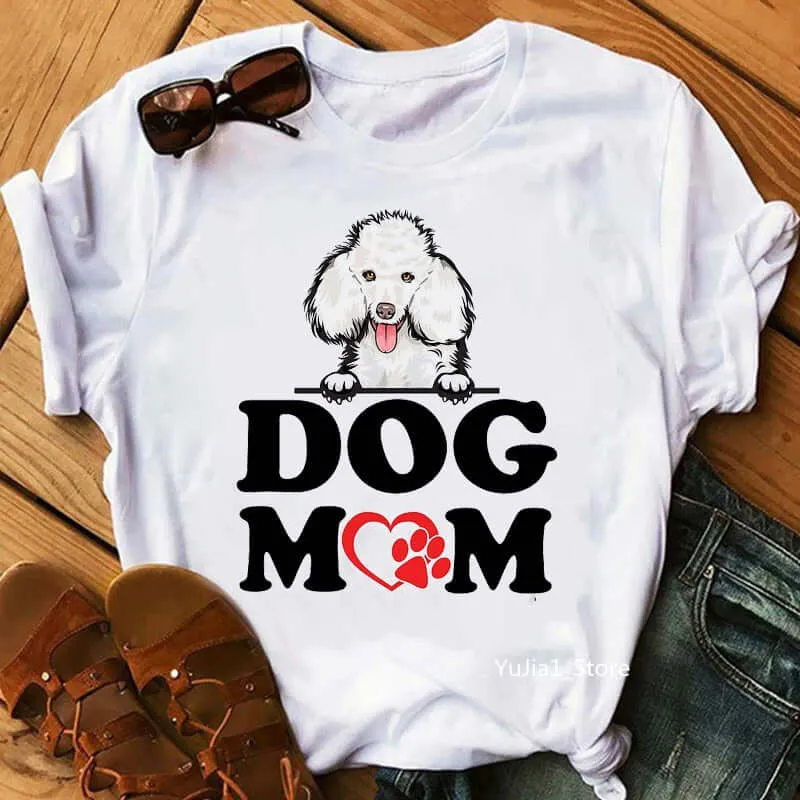 Dog mom print funny t shirt summer top graphic tees pet lover friends gift t-shirt