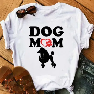 Dog mom print funny t shirt summer top graphic tees pet lover friends gift t-shirt