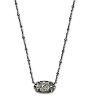 Elisa Satellite Short Necklace Gunmetal - Platinum Drusy