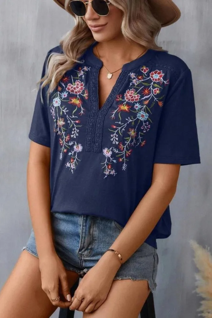 Embroidered Patchwork Lace Top