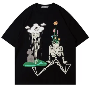 Exilir Skeleton Graphic Print T-Shirt