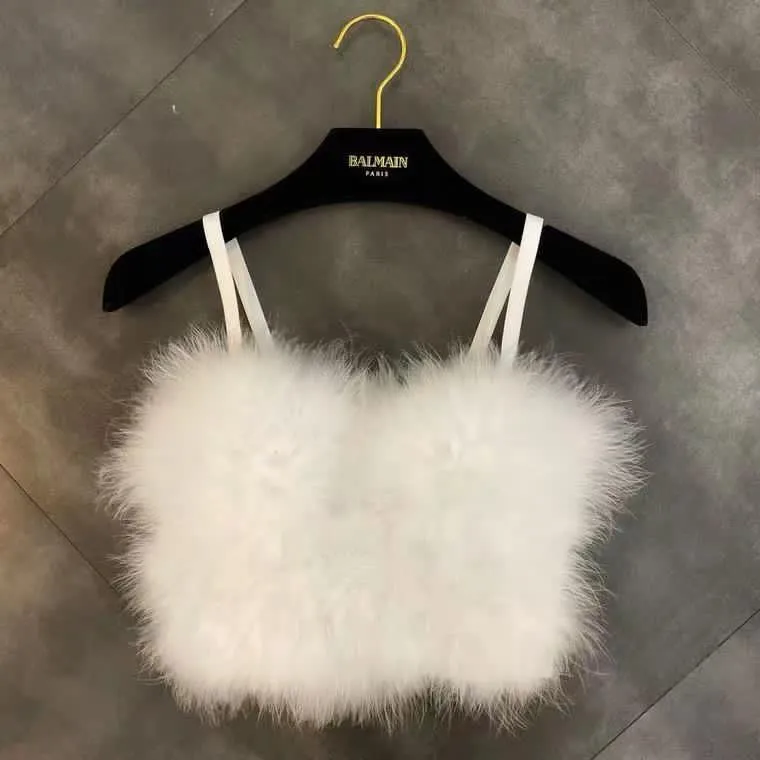 Faux Fur Bustier Tops