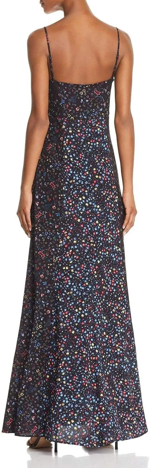 French Connection Spaghetti Strap Button Front Detail Floral Print Polyester Maxi Dress