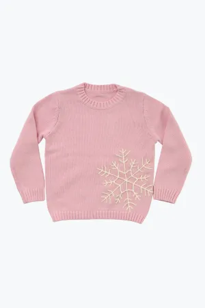 Girls Sparkle Snowflake Crew Neck in Pink