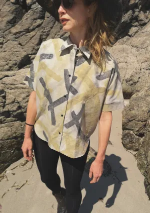 HOMEMADE - UNIQUE BLOUSE UNISEX - HAND PAINTED - black / yellow / white