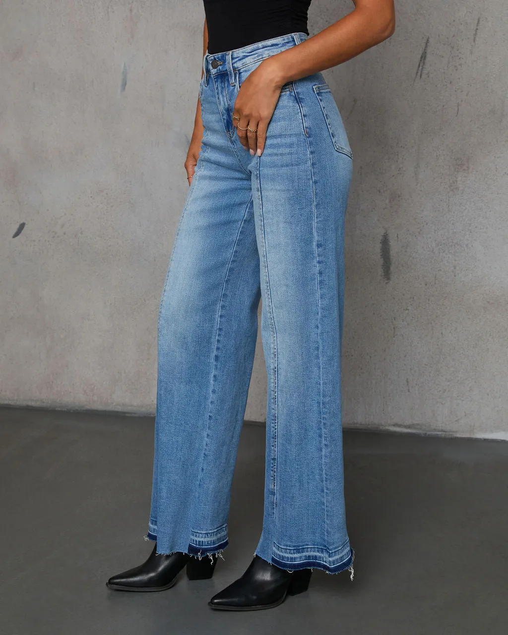 Jade High Rise Slit Wide Leg Jeans