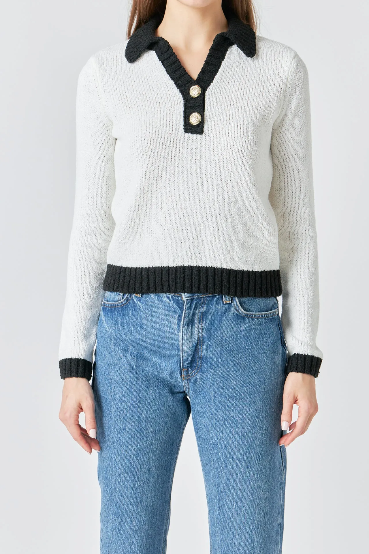 Knit Collared Contrast Sweater