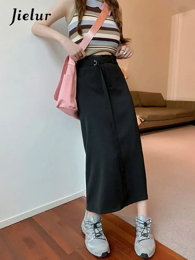 Korean Style White Y2k Suit Skirts Solid Color Casual High Waist Ankle Length Female Skirts Fashion Simple Office Ladies