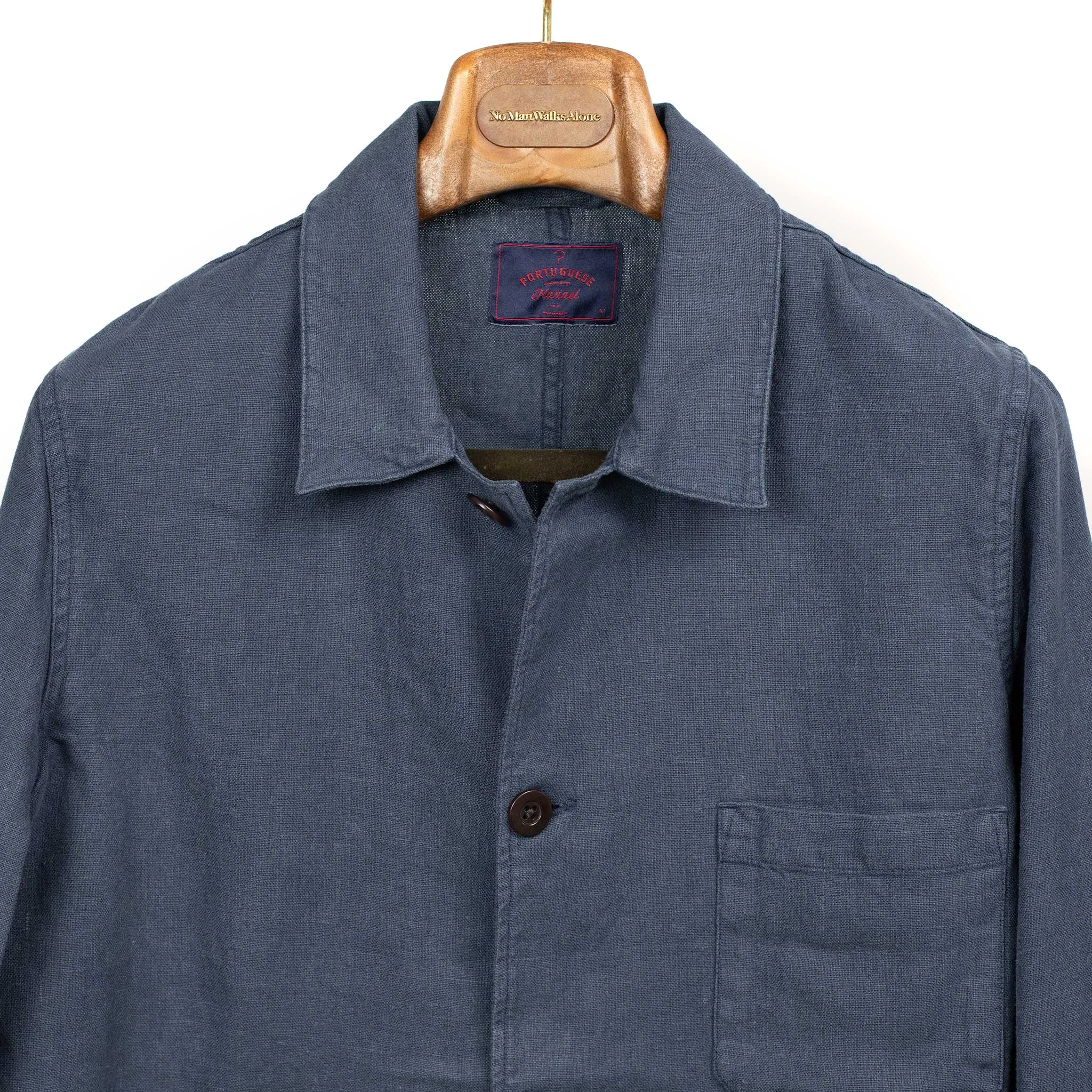 Labura unlined chore jacket in navy blue washed linen (restock)