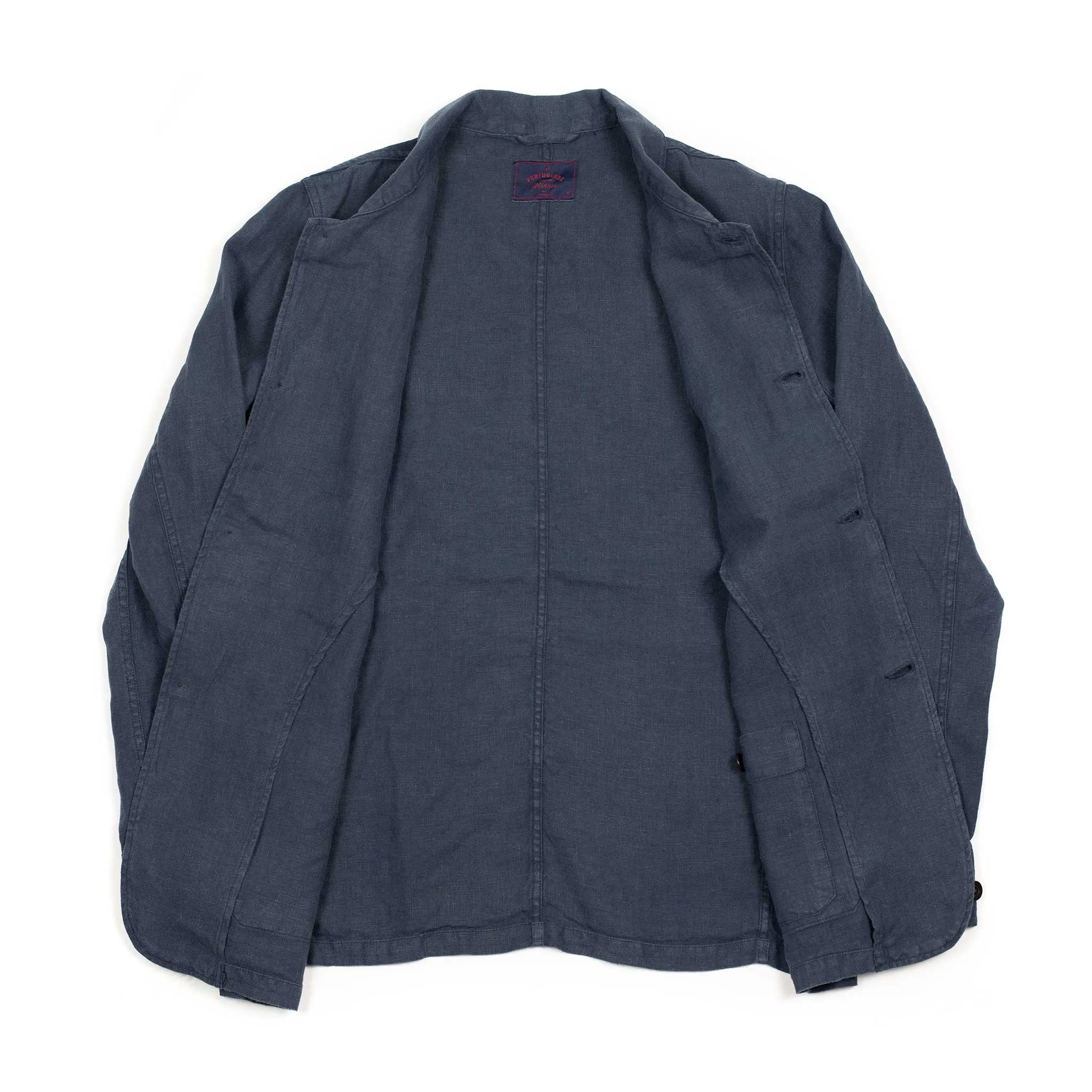 Labura unlined chore jacket in navy blue washed linen (restock)