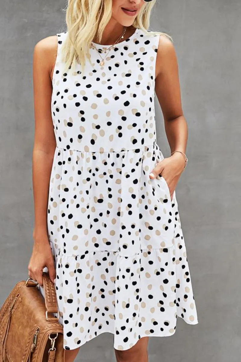 Leopard Print Asymmetric Hem Modern Drawstring Waist Casual Dress