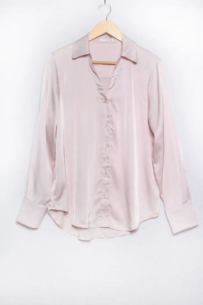 Long Sleeve Satin Blouse