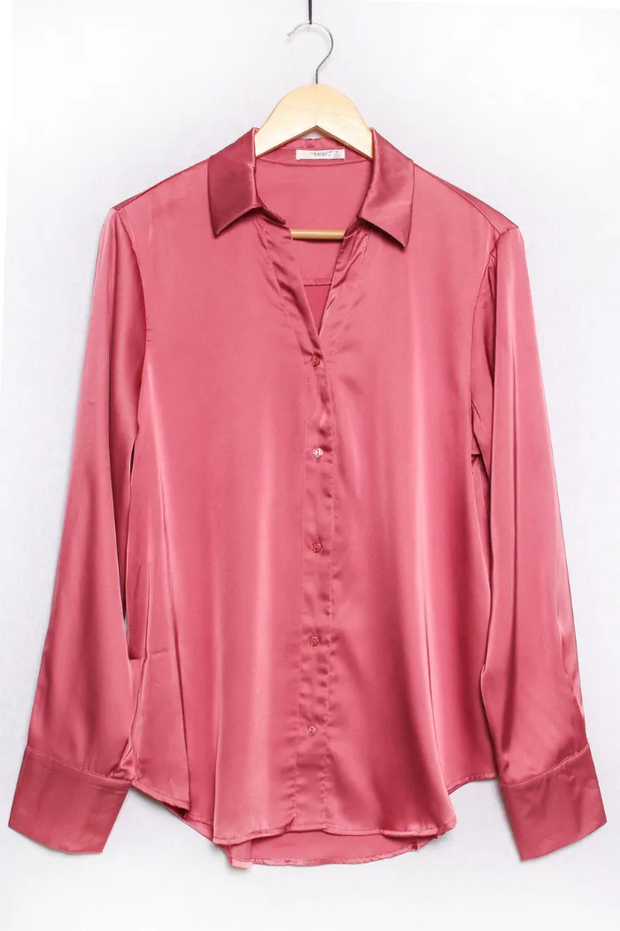 Long Sleeve Satin Blouse