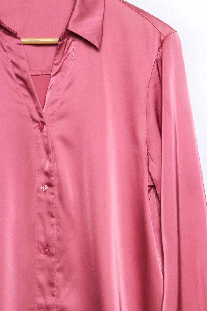 Long Sleeve Satin Blouse