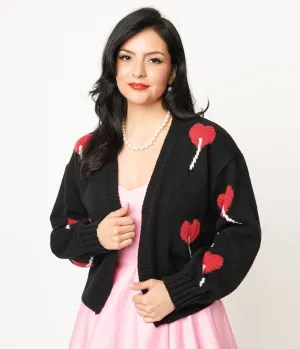 Magnolia Place Black Heart Lollipop Open Cardigan