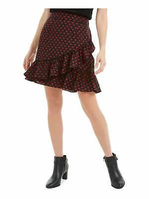 Maison Jules Women's Black Heart Print Knee Length Ruffled Skirt, Size Small