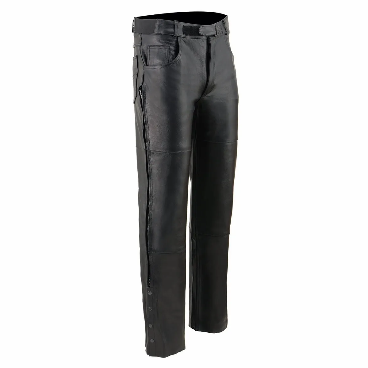 Milwaukee Leather SH1150 Men's Black Leather Motorcycle Over Pants with Jean Style Pockets