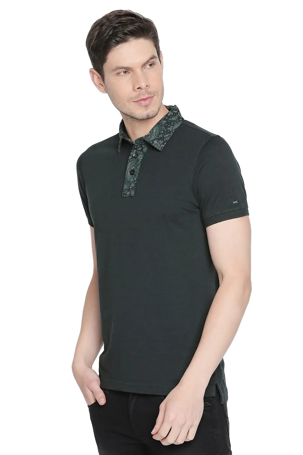 Muscle Fit Printed Collar Polo T Shirt