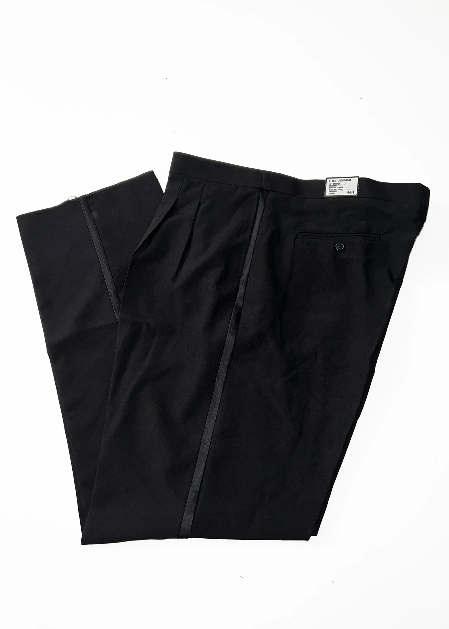 New Neil Allyn Black "Comfort Waist" Pleated Tuxedo Pants