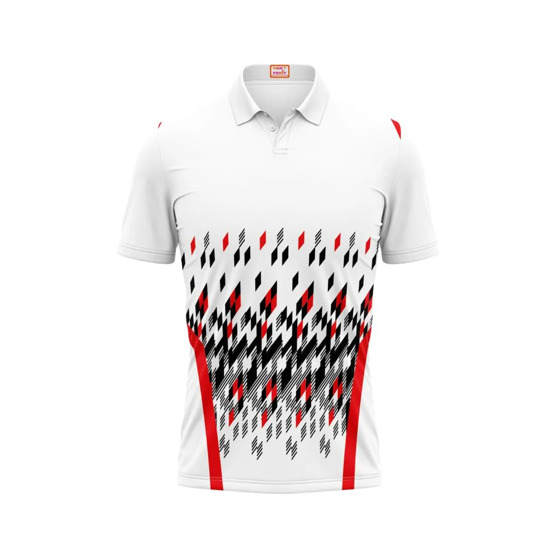 Next Print Customized Polo Neck White Jersey NPTS42