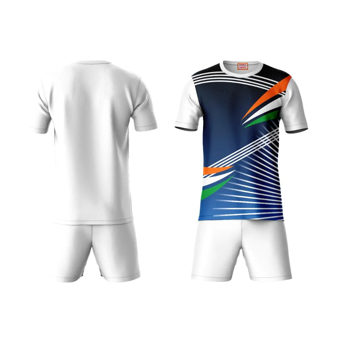 Next Print Round neck jersey white with shorts NPTS145