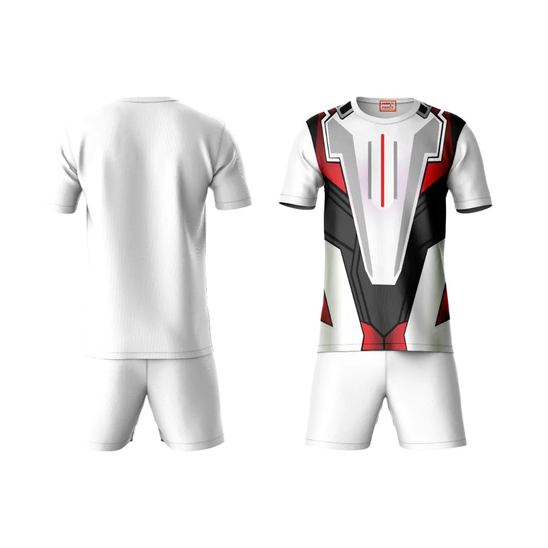 Next Print Round neck jersey white with shorts NPTS17