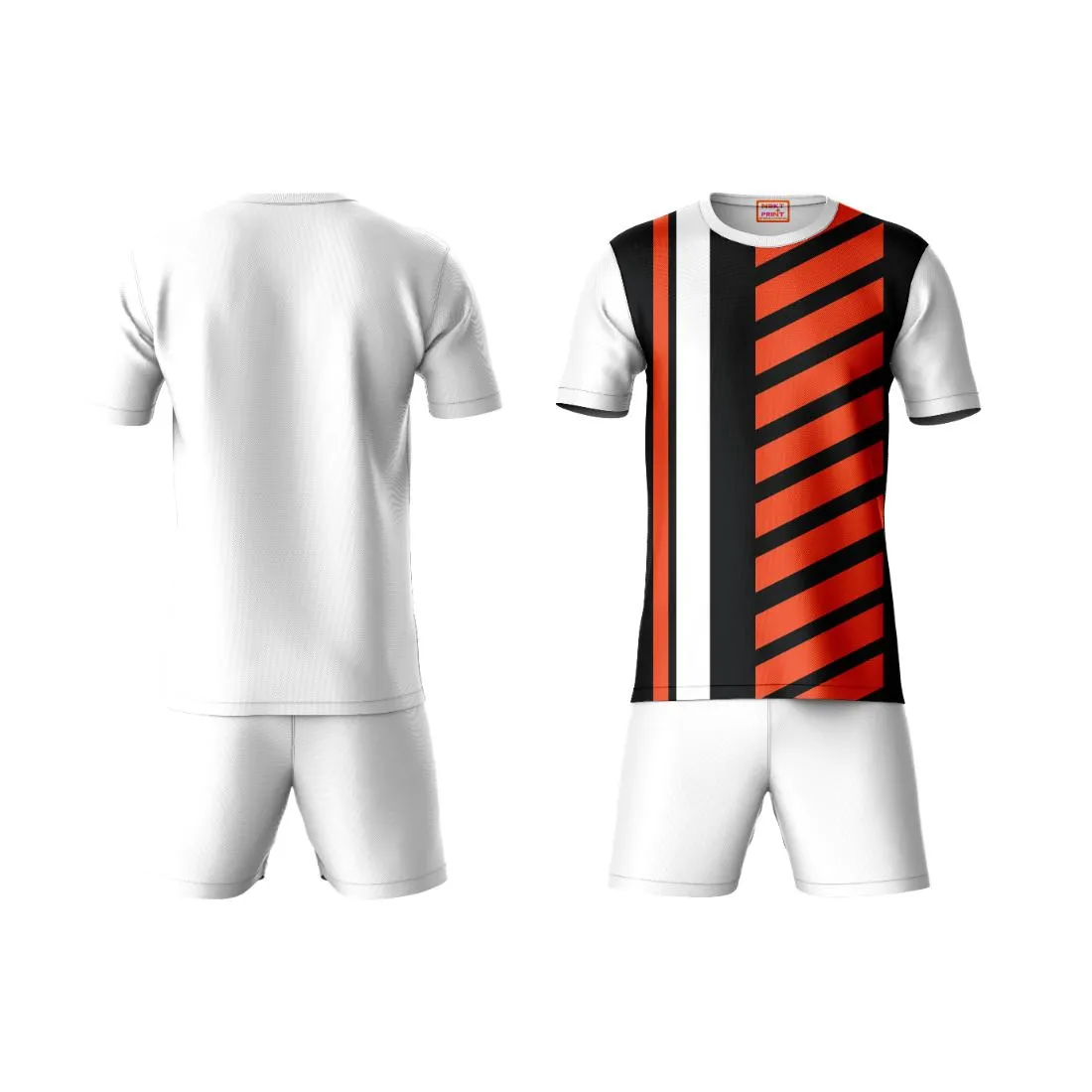 Next Print Round neck jersey white with shorts NPTS198