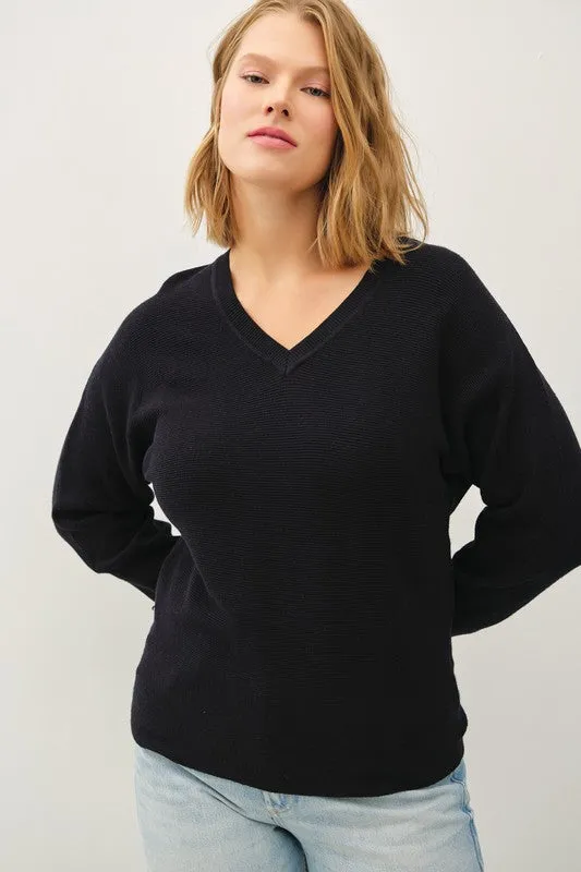 Oversized V Neck Sweater (Plus)