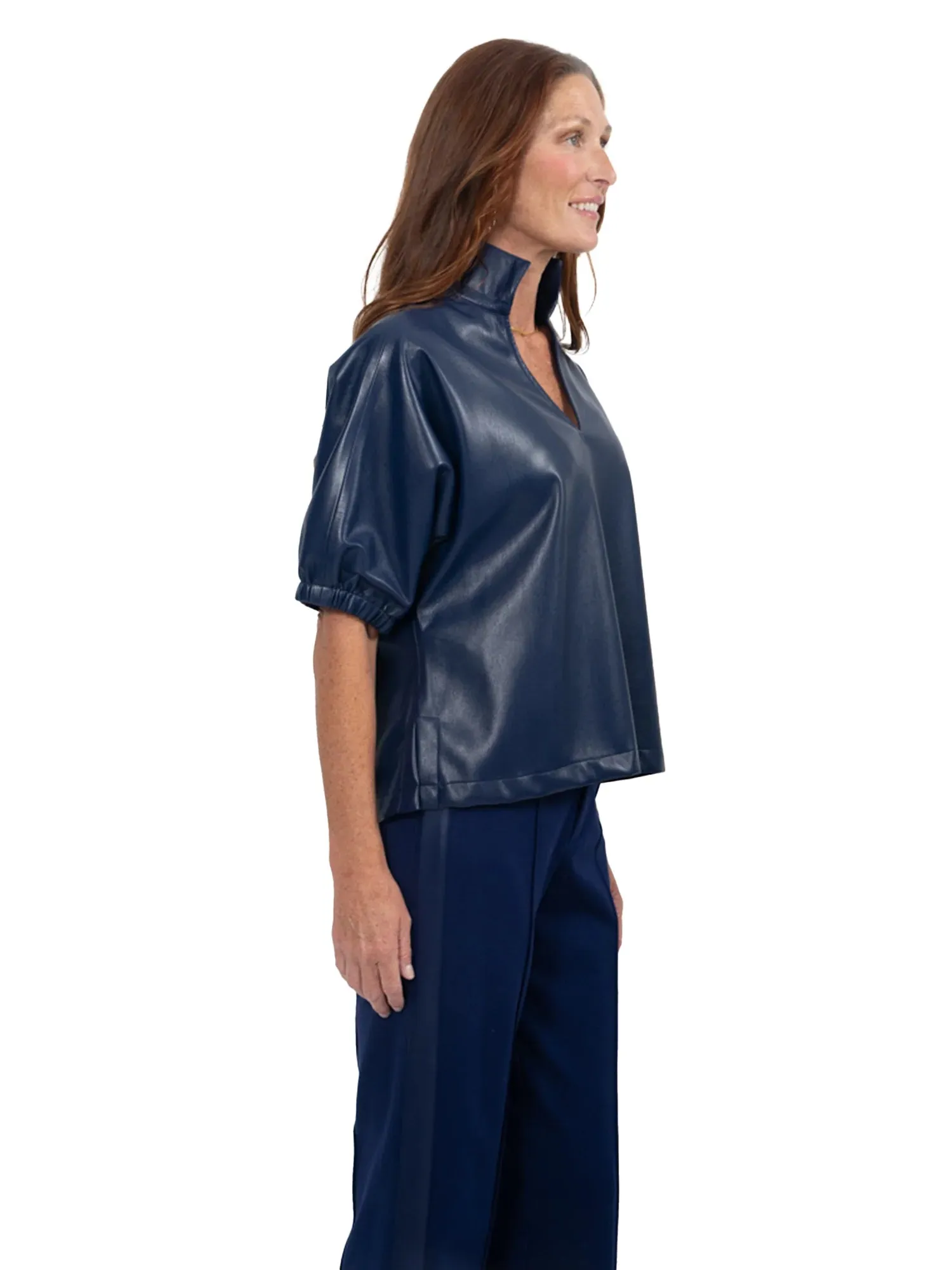 Poppy Top - Navy Vegan Leather