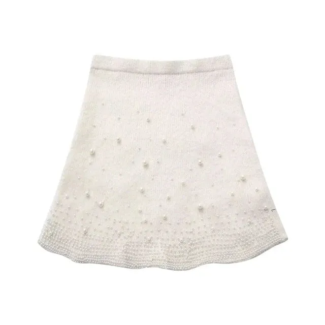 Pre Order:  Pearly Sweater Mini Skirt Knitted Set