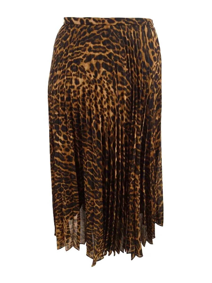 Ralph Lauren Animal Print Pleated Midi Skirt