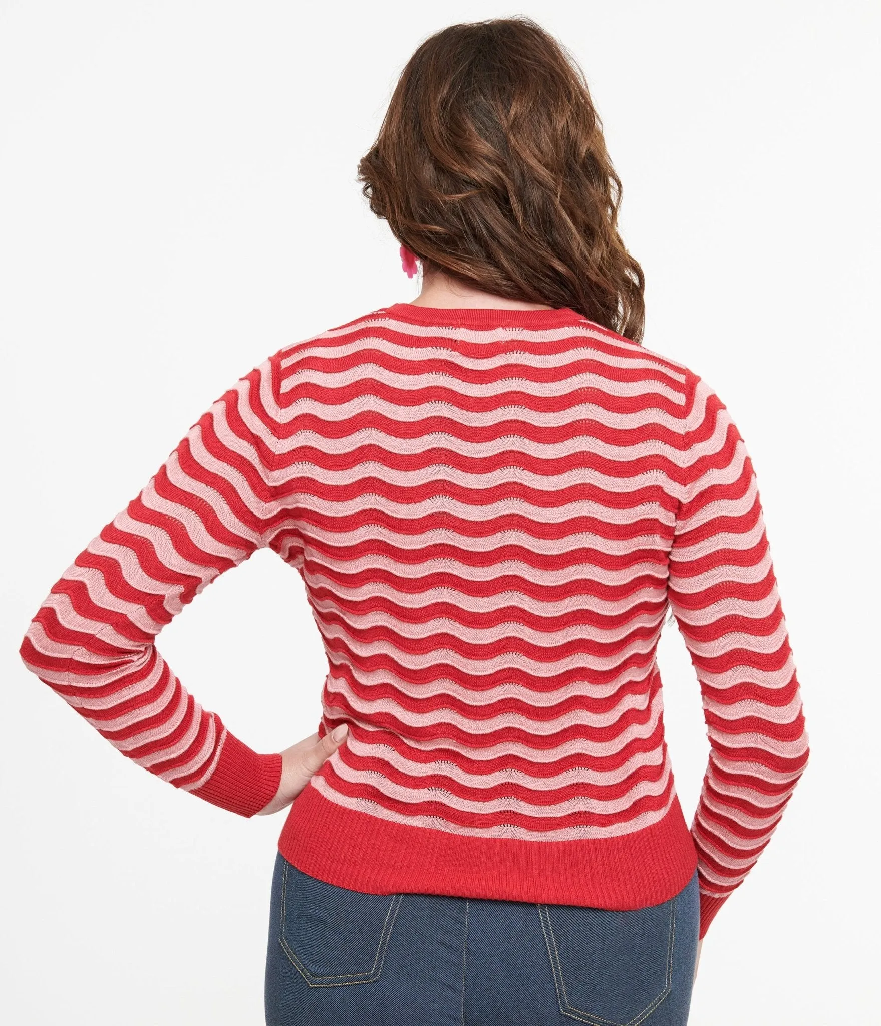 Royal Monk 1970s Red & Pink Sweet Stripes Top