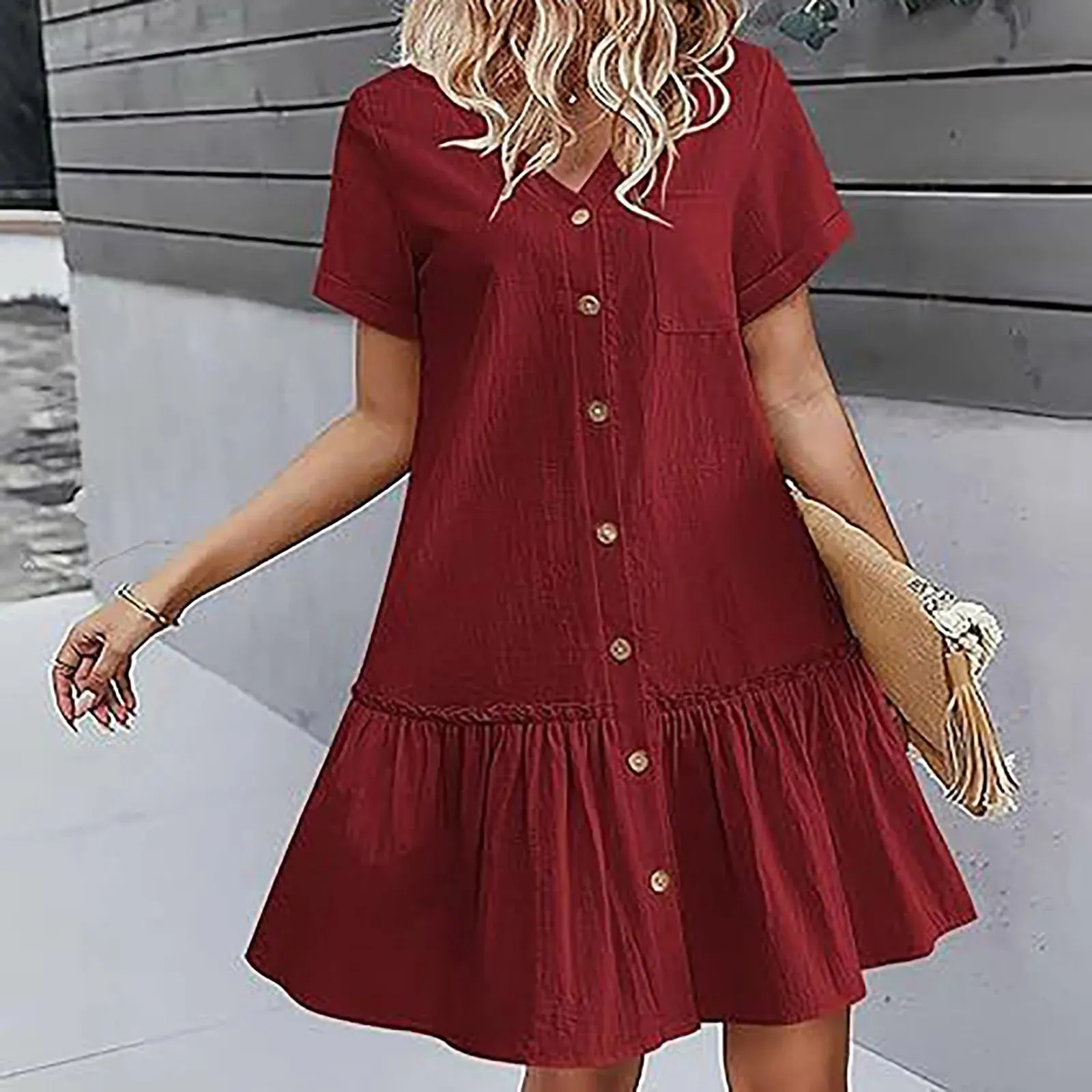 Sleeveless Halter Neck Flowy Pleated Mini Cocktail Evening Party Formal Casual Formal Dress